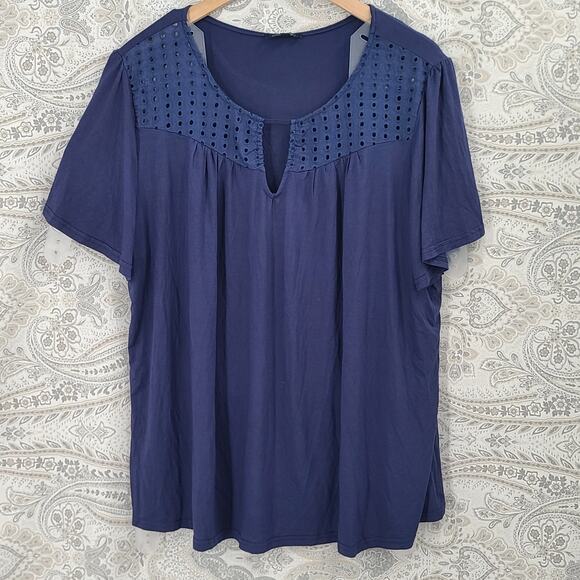 Papermoon Stitch Fix eyelet detail top Size 3XL Flowy office church Boho Casual - Picture 2 of 10